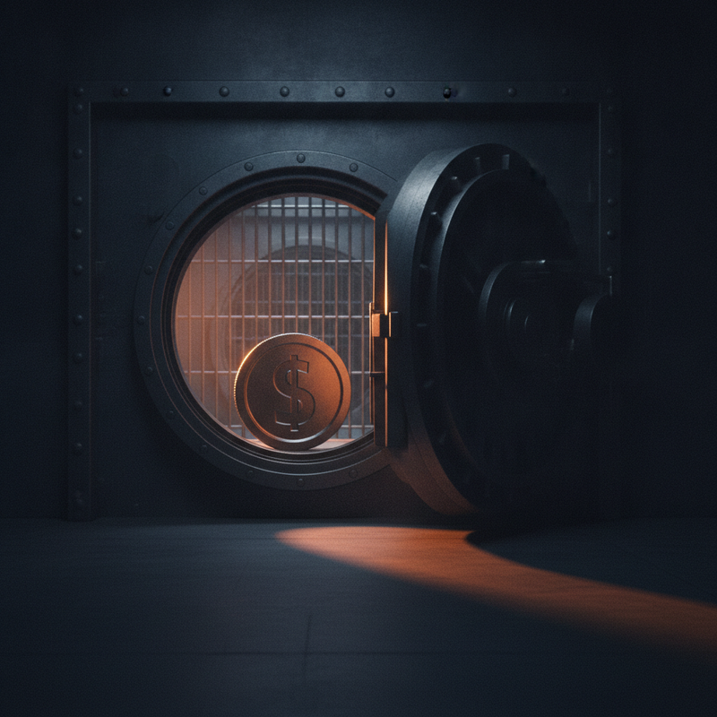 stablecoin systémique — un jeton dollar numérique verrouillé dans le coffre d'une banque centrale en 2026