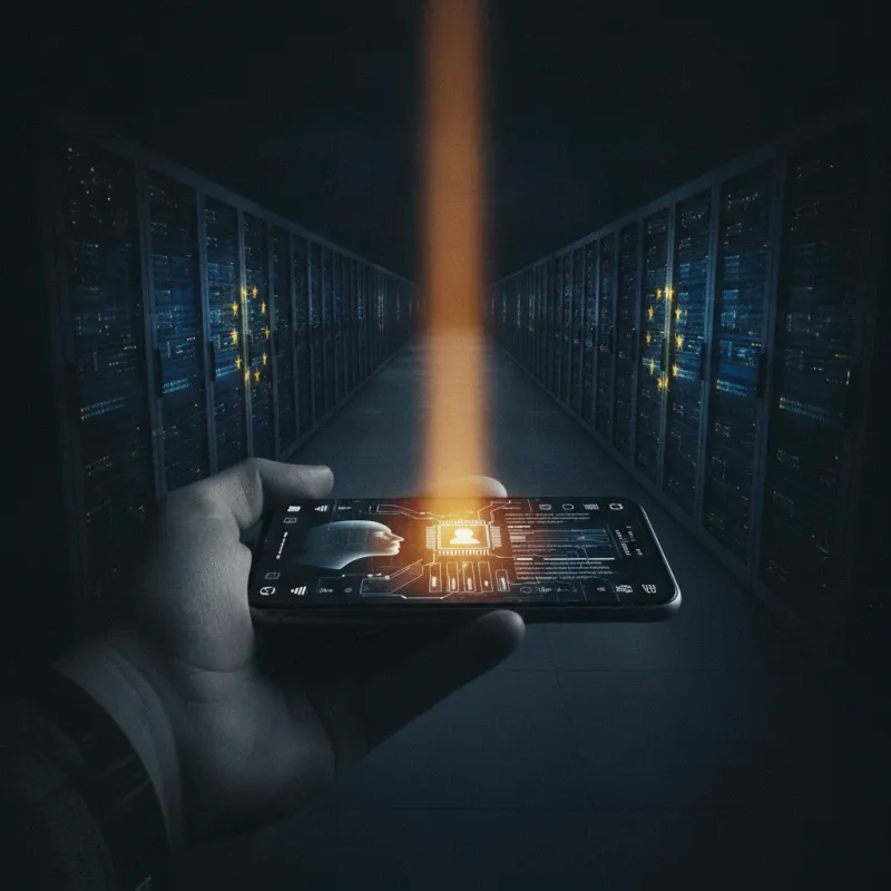 identité numérique européenne — un smartphone affichant un portefeuille d'identité relié à une grille de serveurs europé